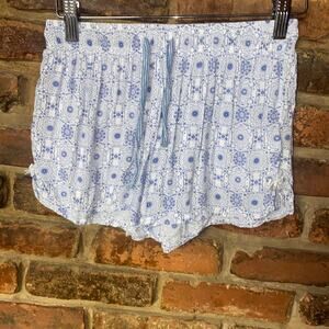 Esmara White Blue Floral Pull-On Lounge Pajama Shorts Women's Size US Small